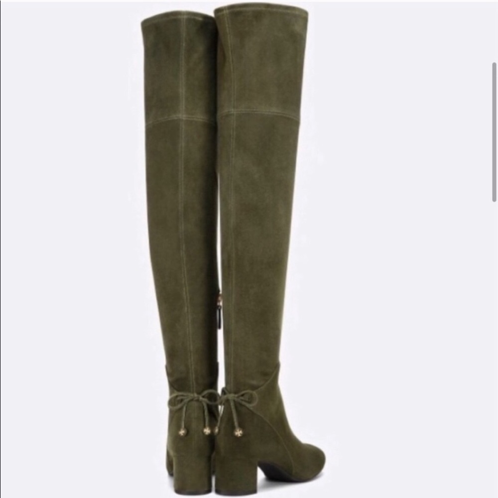 Tory Burch Laila Suede OTK Boot Army Green - Picture 4 of 7